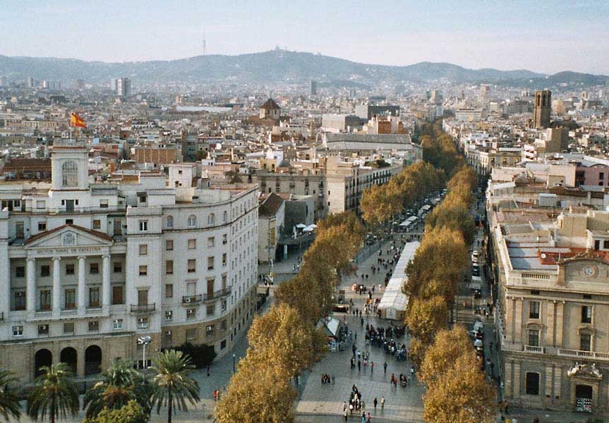 Ramblas von der Aussichtsplattform der Kolumbussäule