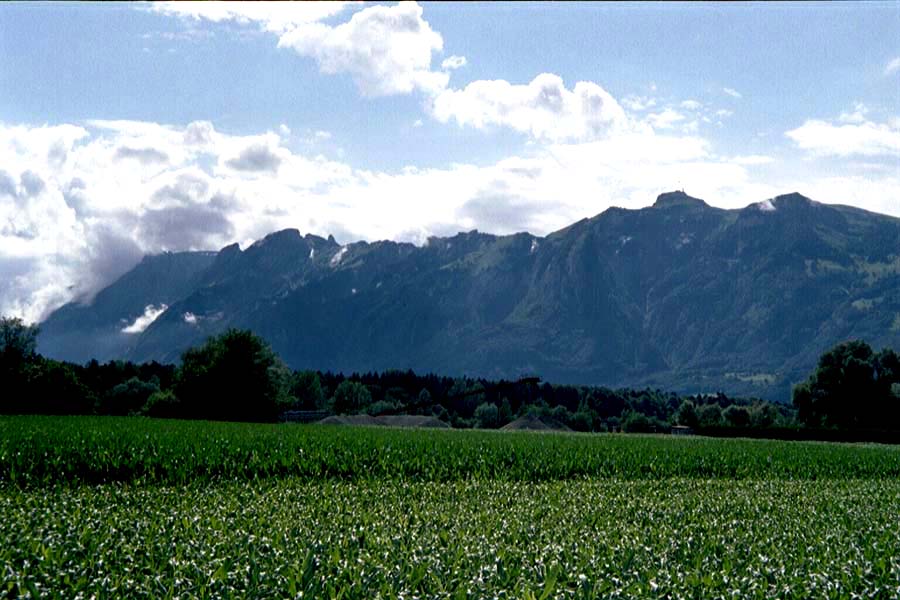 Sntis Bergstock vom Rheintal aus